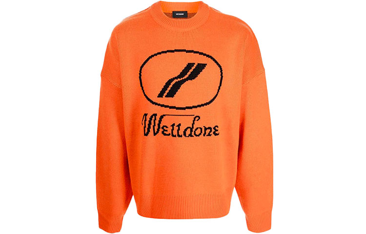 Order WE11DONE 超大Logo羊毛印花毛衣 男女適用 橙色 - 秋冬系列 WD-KO8-20-507-U-OR