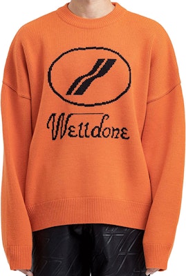 WE11DONE 超大Logo羊毛印花毛衣 男女適用 橙色 - 秋冬系列 WD-KO8-20-507-U-OR Shop WE11DONE 超大Logo羊毛印花毛衣 男女適用 橙色 - 秋冬系列 WD-KO8-20-507-U-OR