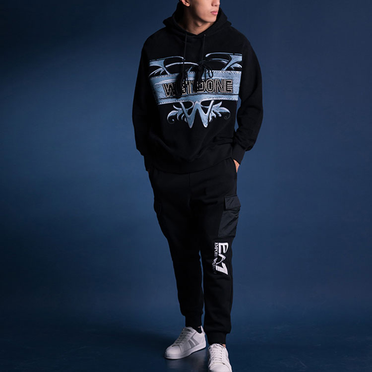WE11DONE Oversized Logo Printed Hoodie Unisex - Black WD-TH3-21-576-U-BK 圖 6