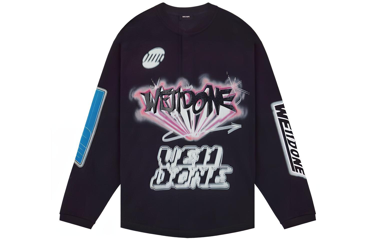WE11DONE Oversized Long Sleeve T-Shirt with Large Logo Design Unisex WD-TT1-22-553-U-BK