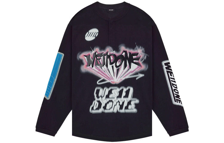 WE11DONE Oversized Long Sleeve T-Shirt with Large Logo Design Unisex WD-TT1-22-553-U-BK 圖 2