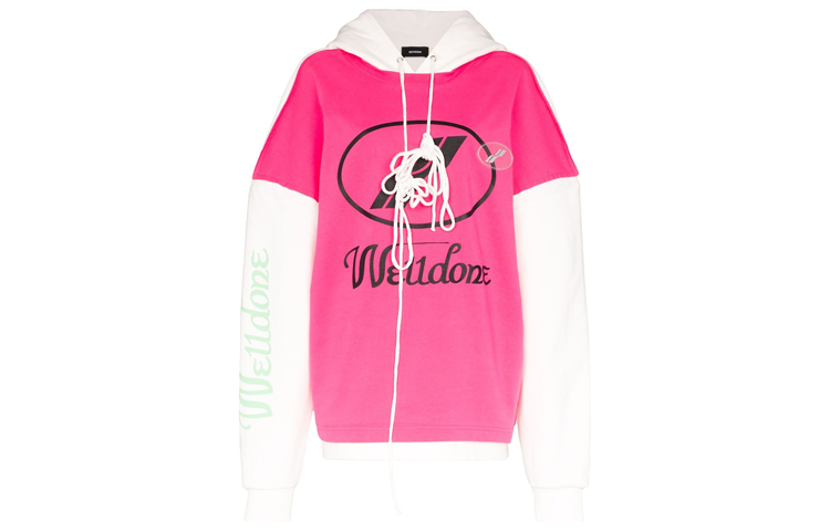 Order WE11DONE Hoodie Oversized Pink dengan Logo Spliced - Unisex WD-SS7-20-081-U-PK