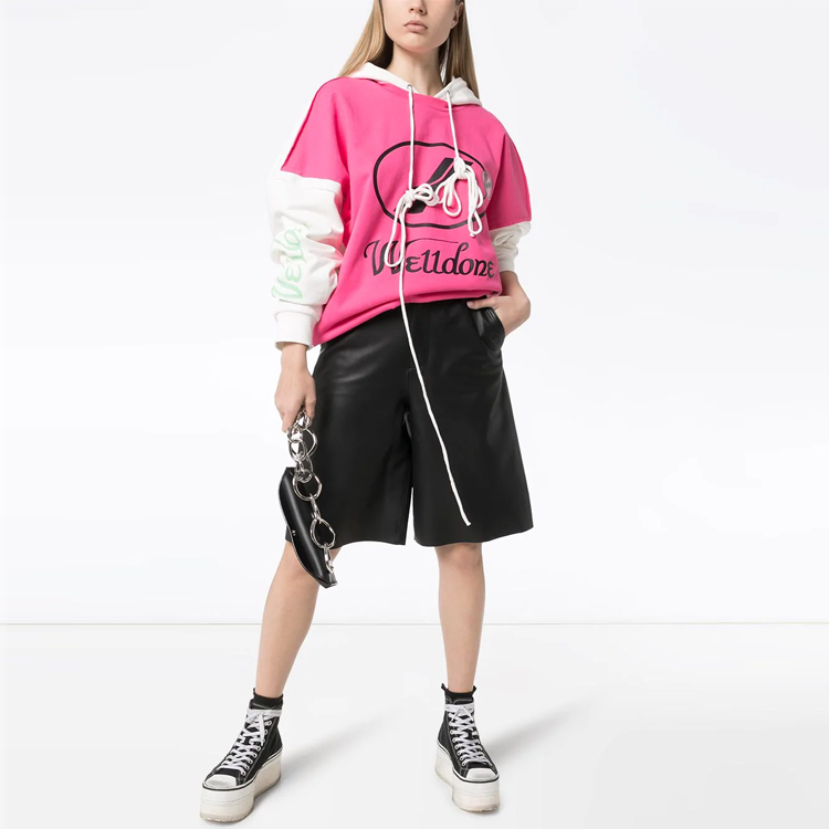 Purchase WE11DONE Hoodie Oversized Pink dengan Logo Spliced - Unisex WD-SS7-20-081-U-PK