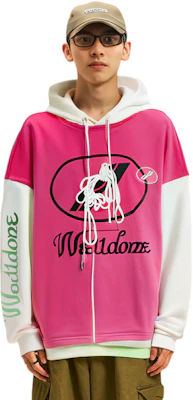 WE11DONE Hoodie Oversized Pink dengan Logo Spliced - Unisex WD-SS7-20-081-U-PK Sizing WE11DONE Hoodie Oversized Pink dengan Logo Spliced - Unisex WD-SS7-20-081-U-PK