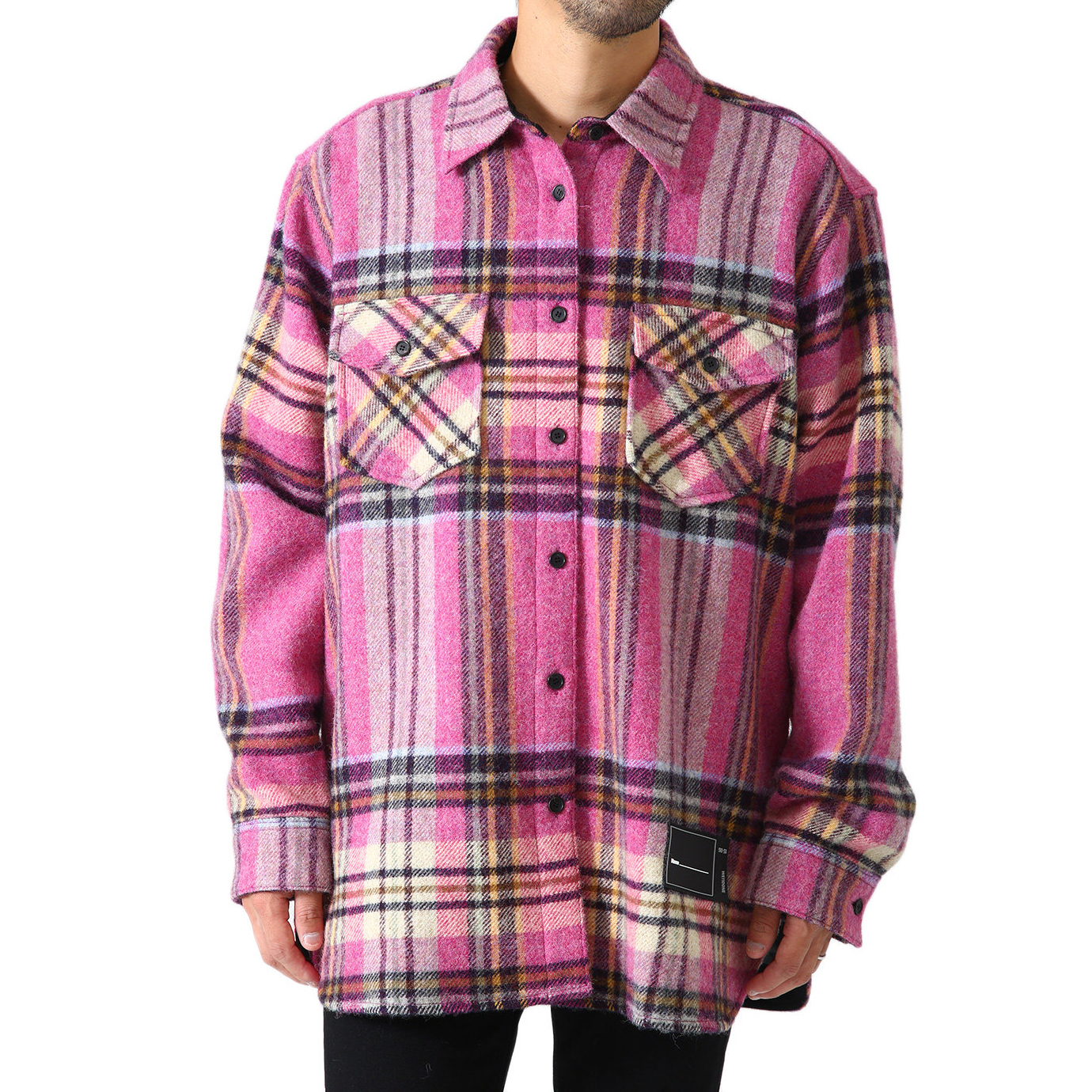 WE11DONE Oversized Plaid Long Sleeve Shirt Unisex Pink. WD-BL3-20-900-U-PK 圖 4