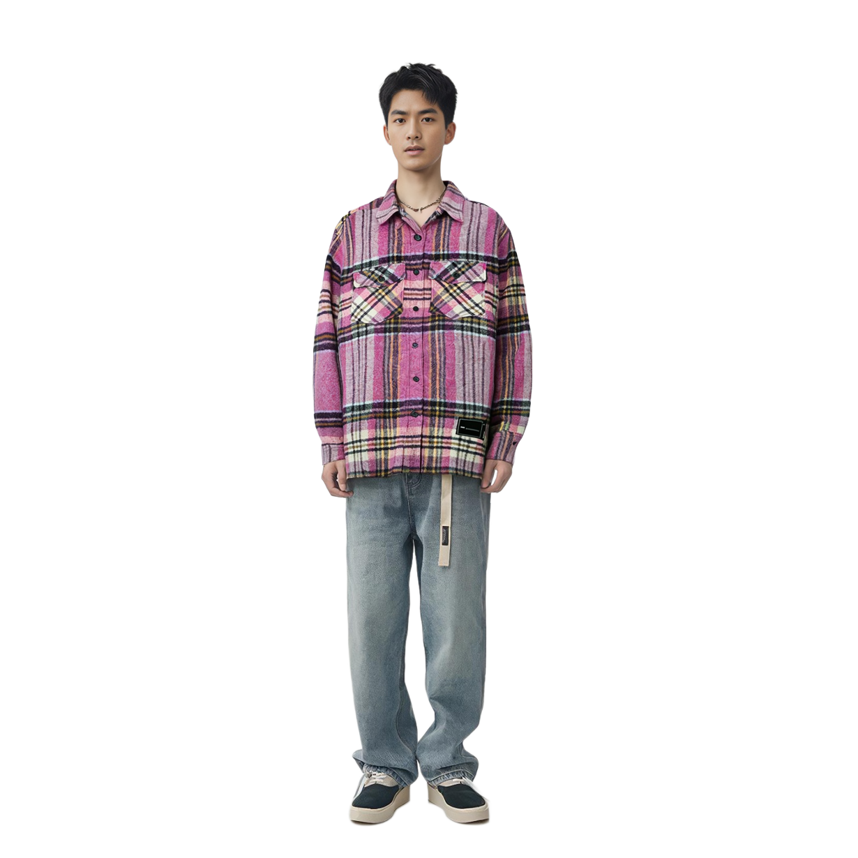 WE11DONE Oversized Plaid Long Sleeve Shirt Unisex Pink. WD-BL3-20-900-U-PK 圖 7