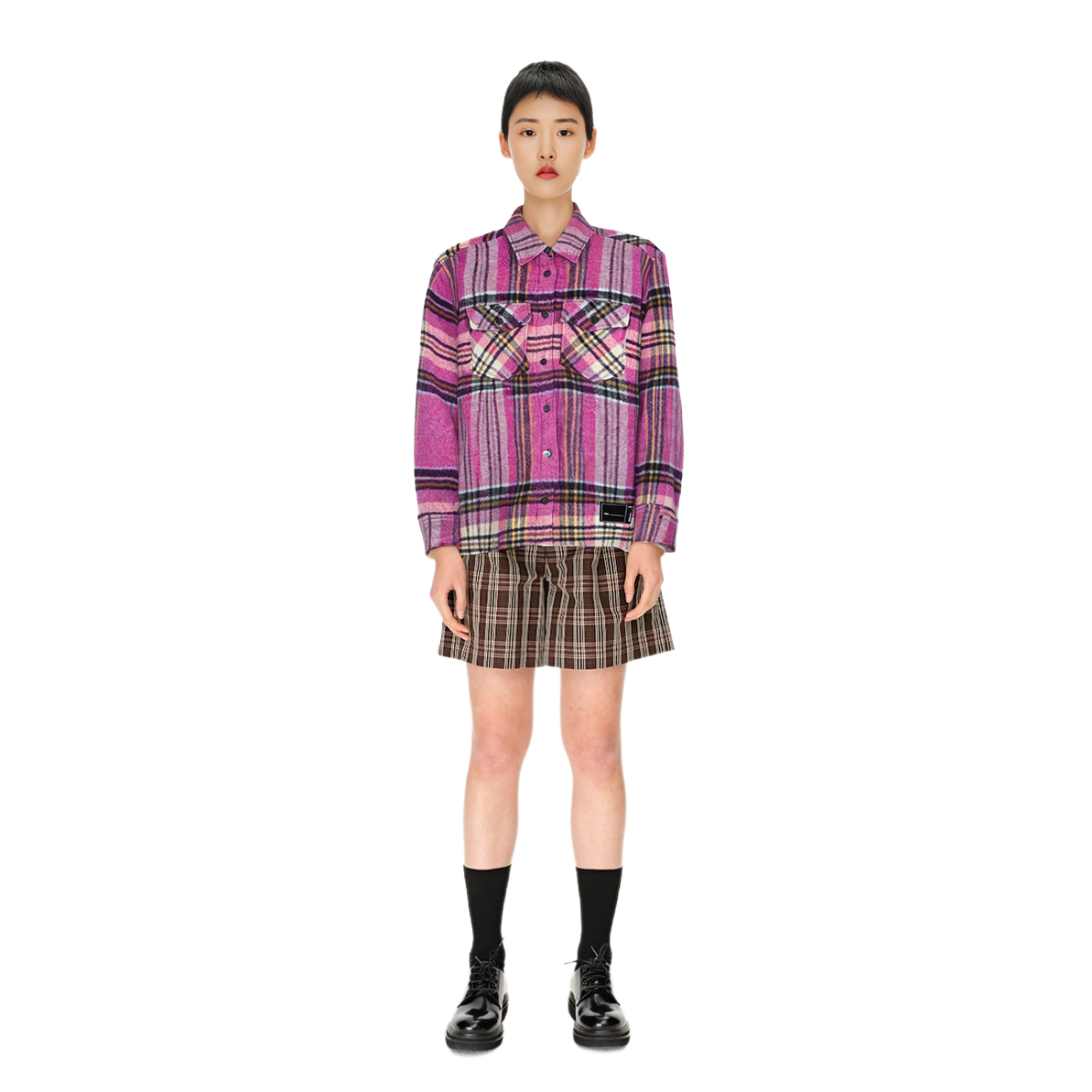 WE11DONE Oversized Plaid Long Sleeve Shirt Unisex Pink. WD-BL3-20-900-U-PK 圖 8