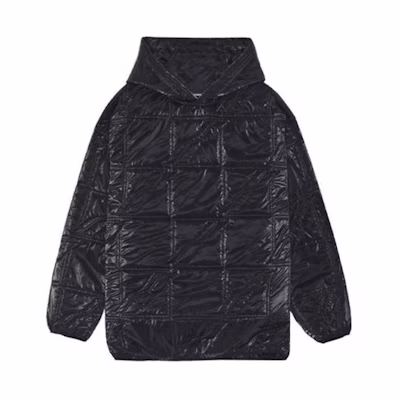 WE11DONE Oversized Quilted Hooded Sweatshirt Unisex Black. WD-JP3-21-194-U-BK