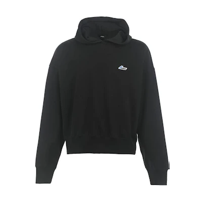 WE11DONE Oversized Solid Black Hoodie Long Sleeve Pullover. WDTH322714UBK