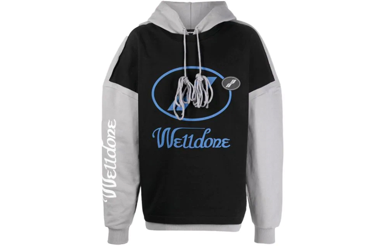 WE11DONE Oversized Spliced Logo Hoodie Unisex Black WD-SS7-20-081-U-BK