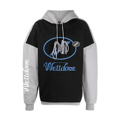 WE11DONE Oversized Spliced Logo Hoodie Unisex Black WD-SS7-20-081-U-BK
