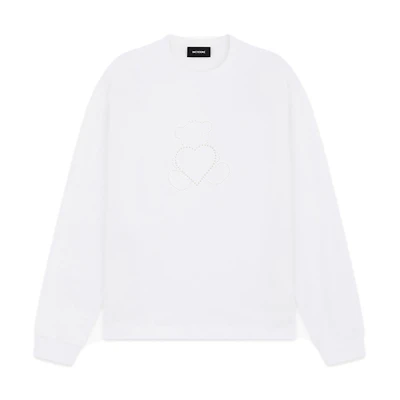 WE11DONE Pearl Bear Heart Long Sleeve Unisex T-Shirt - White WD-TT2-24-781-U-WH