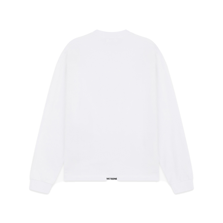 Lookbook WE11DONE 珍珠熊愛心長袖男女同款T恤 - 白色 WD-TT2-24-781-U-WH