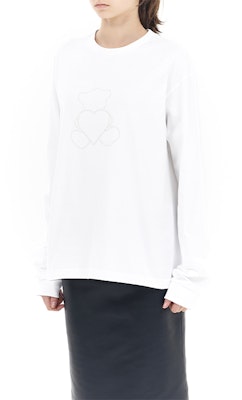 WE11DONE 珍珠熊愛心長袖男女同款T恤 - 白色 WD-TT2-24-781-U-WH Shop WE11DONE 珍珠熊愛心長袖男女同款T恤 - 白色 WD-TT2-24-781-U-WH