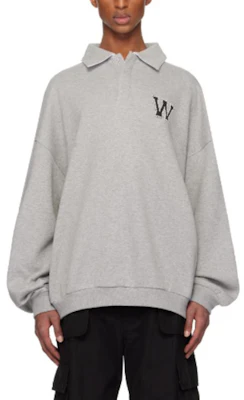 WE11DONE 珍珠字母标志针织长袖POLO衫 灰色 WDTS324739UMG Order WE11DONE 珍珠字母标志针织长袖POLO衫 灰色 WDTS324739UMG