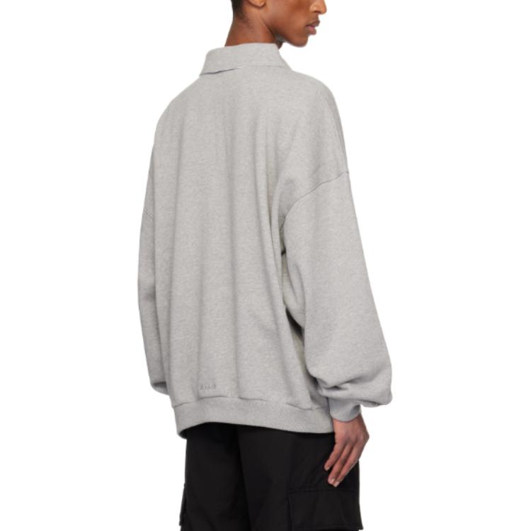 WE11DONE Pearl Letter Logo Knit Long Sleeve Polo Shirt Grey - WDTS324739UMG 圖 3