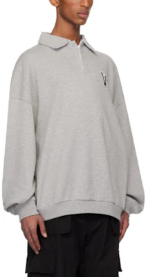 WE11DONE 珍珠字母标志针织长袖POLO衫 灰色 WDTS324739UMG Shop WE11DONE 珍珠字母标志针织长袖POLO衫 灰色 WDTS324739UMG