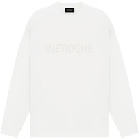 WE11DONE Pearl Print Washed Long Sleeve Unisex T-Shirt Off-White WD-TT2-24-779-U-IV WE11DONE Pearl Print Washed Long Sleeve Unisex T-Shirt Off-White WD-TT2-24-779-U-IV