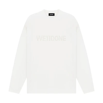 WE11DONE Pearl Print Washed Long Sleeve Unisex T-Shirt Off-White WD-TT2-24-779-U-IV