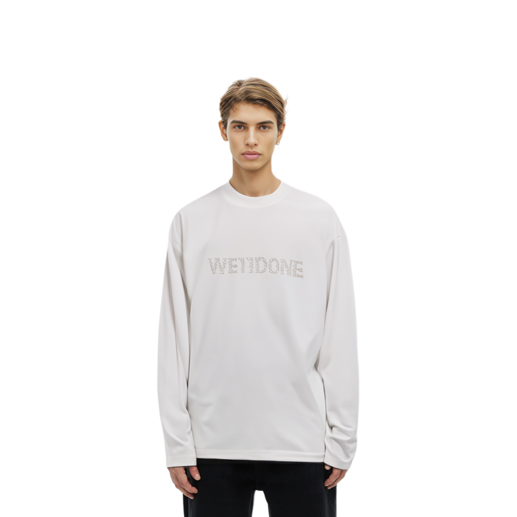 Shop Camiseta Unisex Manga Larga WE11DONE Pearl Print Lavado Blanco Roto. WD-TT2-24-779-U-IV
