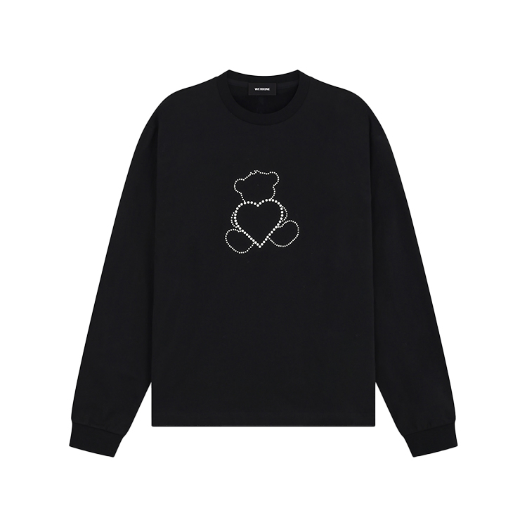 WE11DONE PF24 Black Pearl Bear Long Sleeve Unisex T-Shirt WD-TT2-24-781-U-BK