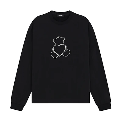 WE11DONE PF24 Black Pearl Bear Long Sleeve Unisex T-Shirt WD-TT2-24-781-U-BK
