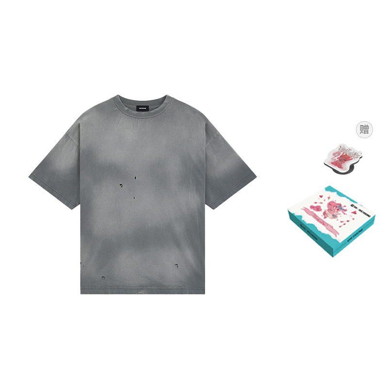 WE11DONE PF24 Dyed Oversized Drop Shoulder T-Shirt Unisex Charcoal Grey WD-TT2-24-742-U-CH