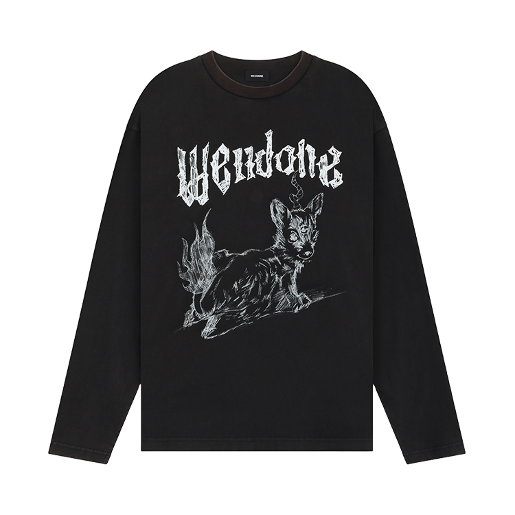 WE11DONE PF24 Monster Animal Graphic Washed Long Sleeve Unisex T-Shirt Black WD-TT2-24-770-U-BK 圖 2