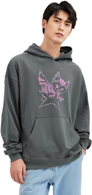 WE11DONE PF24 怪物印花復古連帽衫 男女同款 - 木炭灰色 WD-TH2-24-832-U-CH Shop WE11DONE PF24 怪物印花復古連帽衫 男女同款 - 木炭灰色 WD-TH2-24-832-U-CH