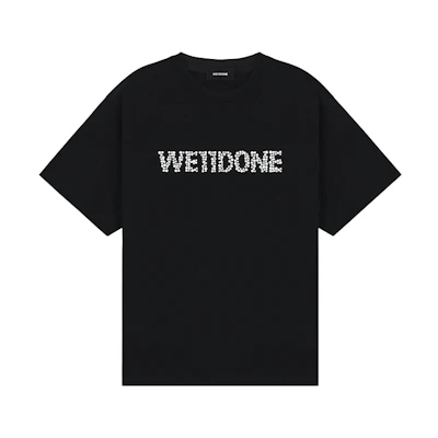 WE11DONE PF24 Pearl Logo Washed Unisex T-Shirt Black WD-TT2-24-778-U-BK
