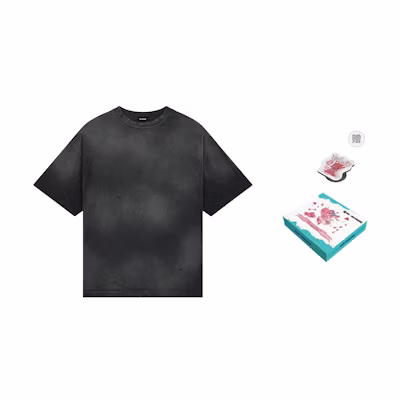 WE11DONE PF24 Tie-Dye Oversized Unisex Black T-Shirt WD-TT2-24-742-U-BK