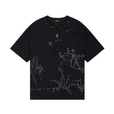 WE11DONE PF24 Tie-Dye Print Oversized T-Shirt Unisex Black WD-TT2-24-755-U-BK