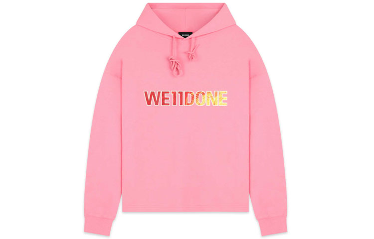WE11DONE Pink Logo Printed Hoodie Unisex. WD-TP5-19-500-PK