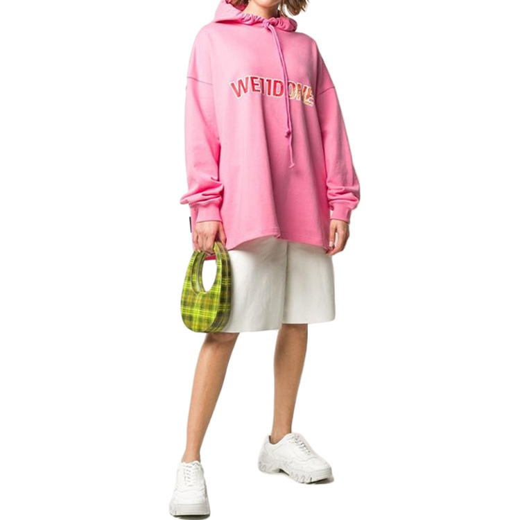 Lookbook WE11DONE Pink Logo Printed Hoodie Unisex. WD-TP5-19-500-PK