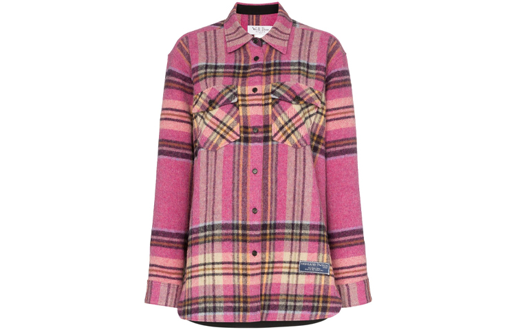 WE11DONE Pink Plaid Button-Up Long Sleeve Shirt Unisex wd-c3-sh028 圖 2