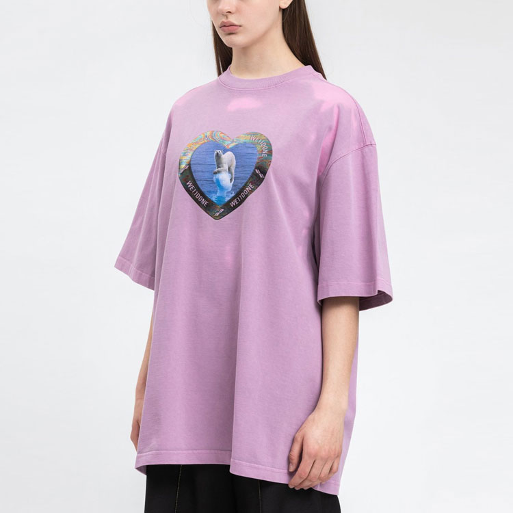 WE11DONE Pink Polar Bear Heart Graphic Unisex T-Shirt. WD-TT8-20-105-U-PK 圖 4