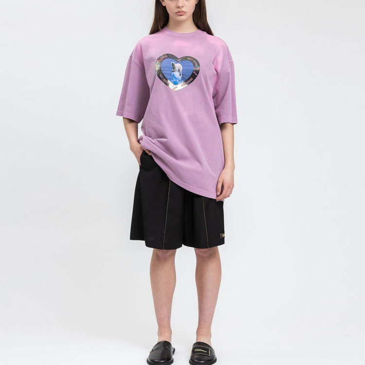 WE11DONE Pink Polar Bear Heart Graphic Unisex T-Shirt. WD-TT8-20-105-U-PK 圖 5