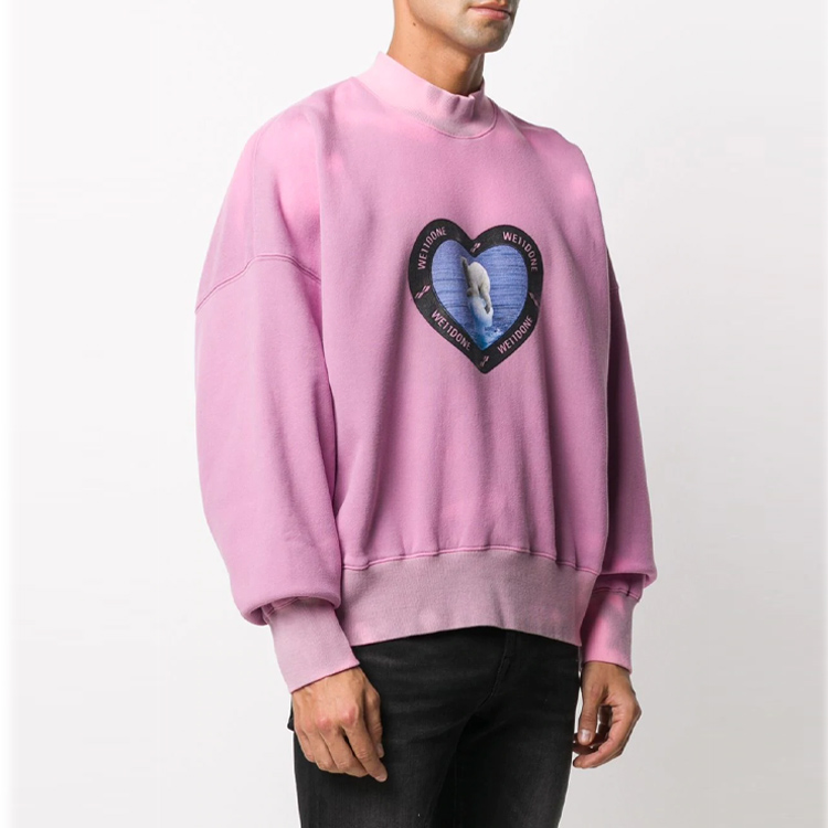 Lookbook WE11DONE 粉色北極熊愛心印花圓領衛衣 情侶款 WD-TS8-20-104-U-PK