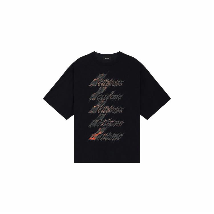 WE11DONE Punk-Style Logo Sparks Graphic Unisex Black T-Shirt. WD-TT0-25-751-U-BK 圖 2