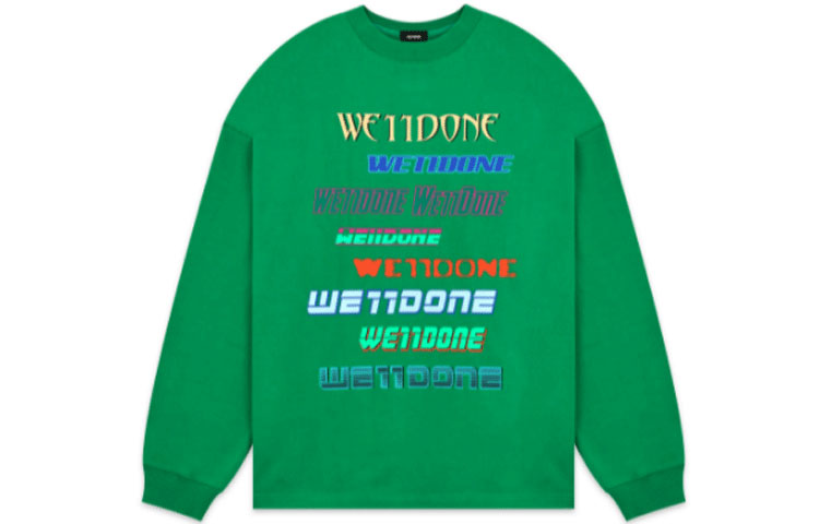 WE11DONE Rare Market Korea Exclusive Dopamine Rainbow Logo Crewneck Sweatshirt Green WD-TT1-22-848-U-GR