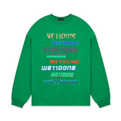 WE11DONE Rare Market Korea Exclusive Dopamine Rainbow Logo Crewneck Sweatshirt Green WD-TT1-22-848-U-GR