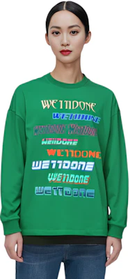 WE11DONE 韩国限定多巴胺彩虹标志绿色情侣卫衣 WD-TT1-22-848-U-GR Shop WE11DONE 韩国限定多巴胺彩虹标志绿色情侣卫衣 WD-TT1-22-848-U-GR