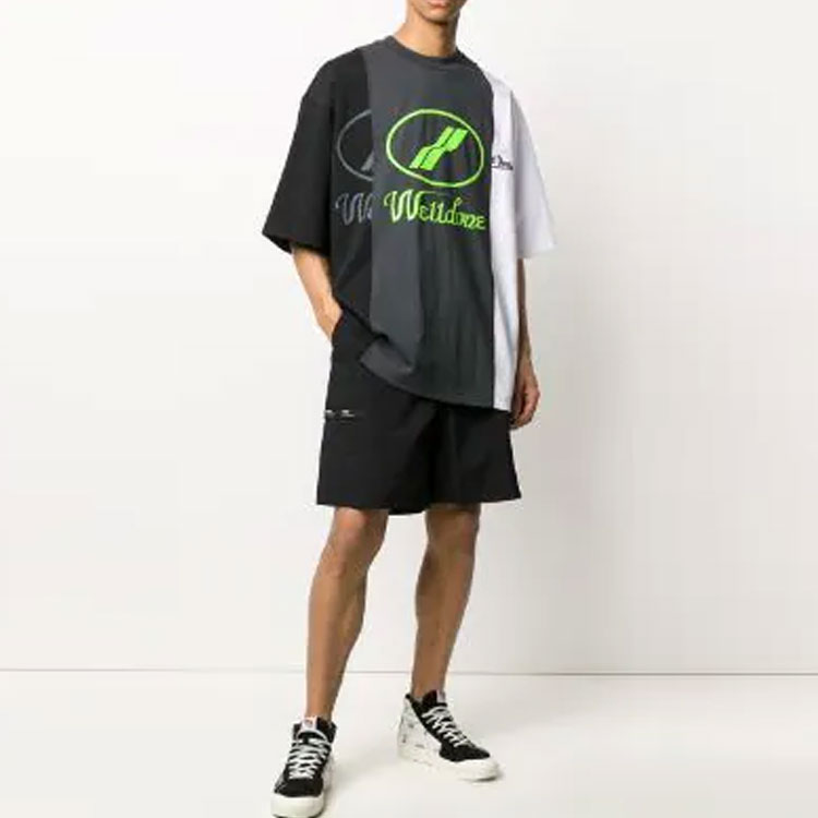 Lookbook WE11DONE 反光標誌圖案短袖 男女款 黑色。 WD-TP7-20-100-U-WH