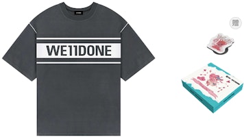 WE11DONE Reflective Logo Unisex Graphic Charcoal Grey Crewneck T-Shirt. WD-TP5-19-940-CH WE11DONE Reflective Logo Unisex Graphic Charcoal Grey Crewneck T-Shirt. WD-TP5-19-940-CH