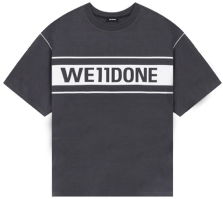 Camiseta Unisex WE11DONE Gris Carbón Logo Reflectivo Gráfico Crewneck. WD-TP5-19-940-CH Order Camiseta Unisex WE11DONE Gris Carbón Logo Reflectivo Gráfico Crewneck. WD-TP5-19-940-CH