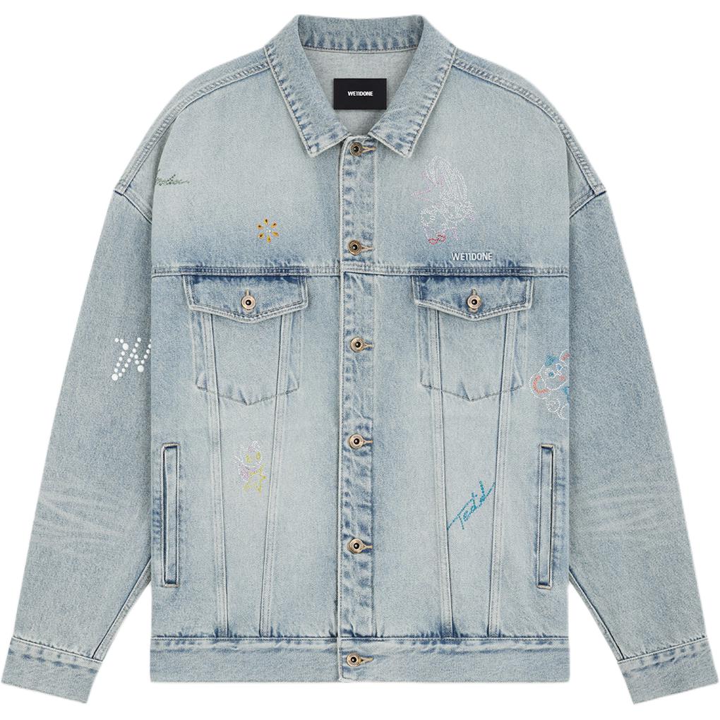 WE11DONE Rhinestone Detail Long Sleeve Denim Jacket Men’s Blue WD-DJ2-24-365-U-SK 圖 2