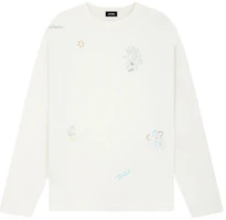 WE11DONE Rhinestone Graphic Washed Long Sleeve T-Shirt Unisex Off-White WD-TT2-24-776-U-IV WE11DONE Rhinestone Graphic Washed Long Sleeve T-Shirt Unisex Off-White WD-TT2-24-776-U-IV