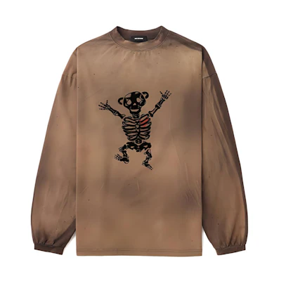 WE11DONE Ribbed Knit Crewneck Long Sleeve Sweatshirt Brown (). WD-TT1-24-863-U-BR