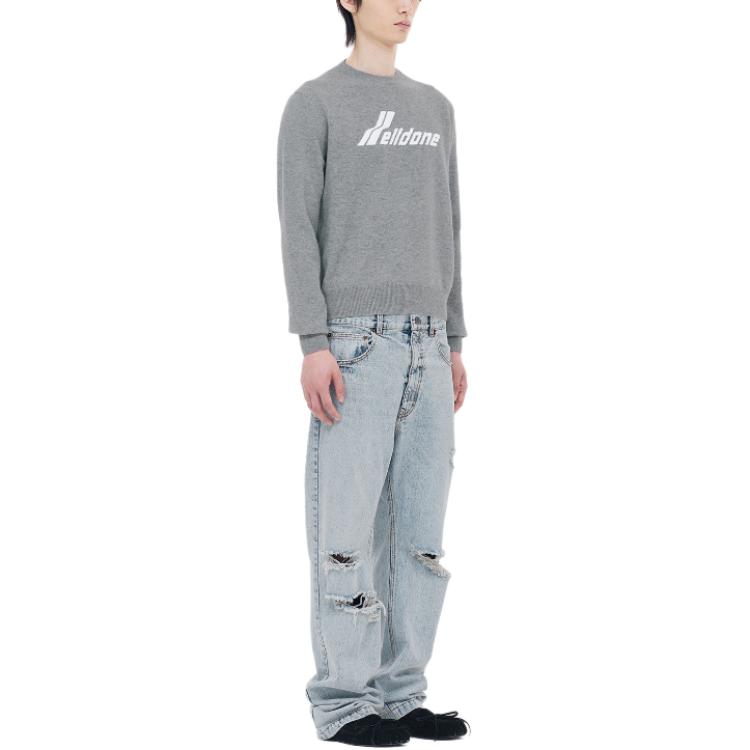 Purchase WE11DONE 男士灰色Selldone Logo針織套頭圓領毛衣 WD-KT0-24-605-U-GY
