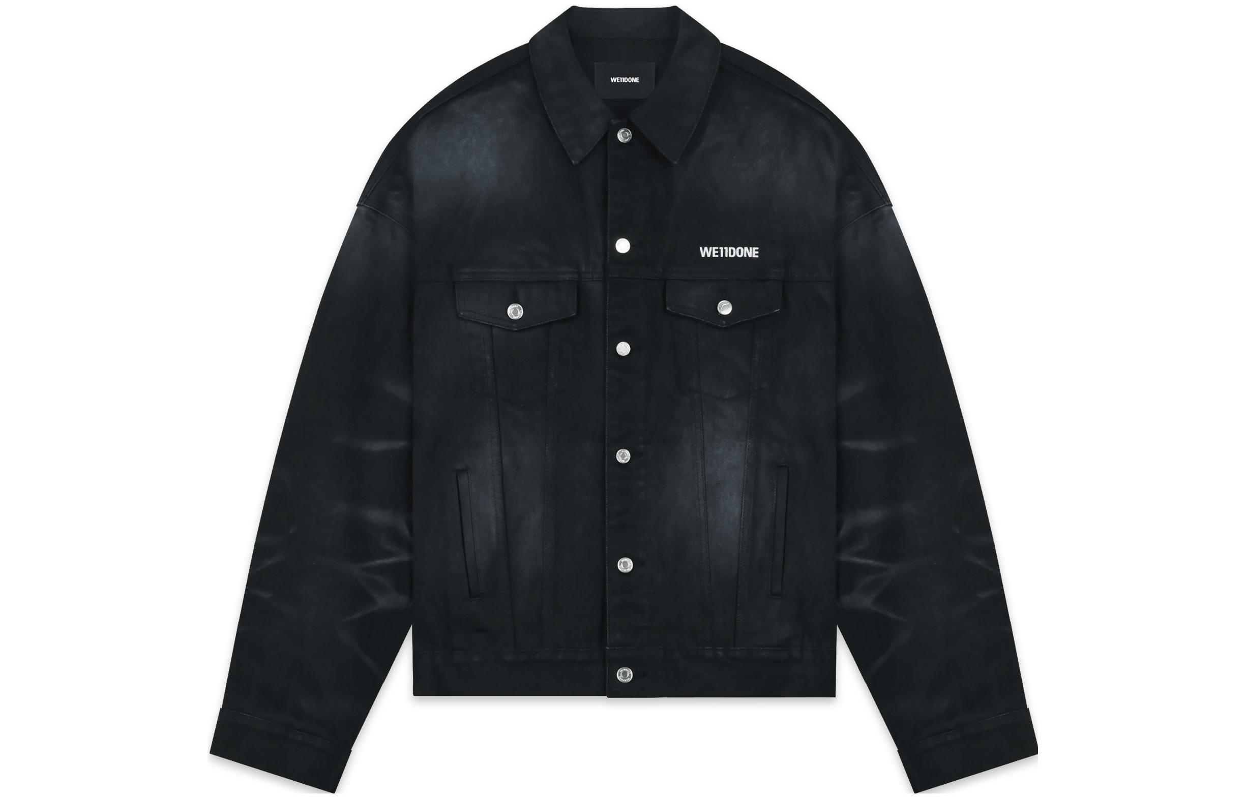 WE11DONE Single-Breasted Logo Long Sleeve Jacket Unisex Black WD-DJ3-22-390-U-BK